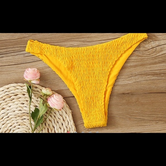 Shein NWOT Sunshine Yellow Textured HighCut Bikini - Picture 3 of 3